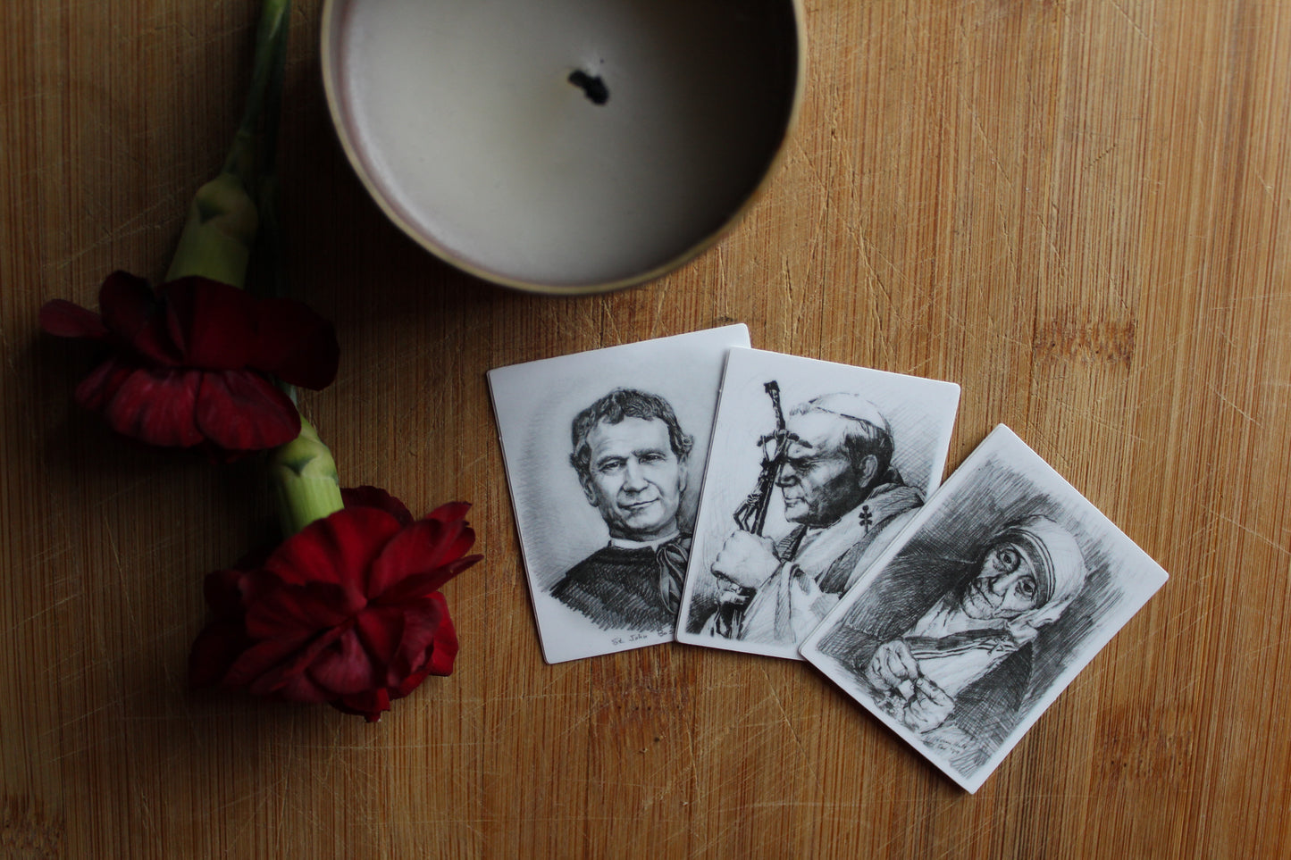 Black & White Catholic Saint Sticker Pack