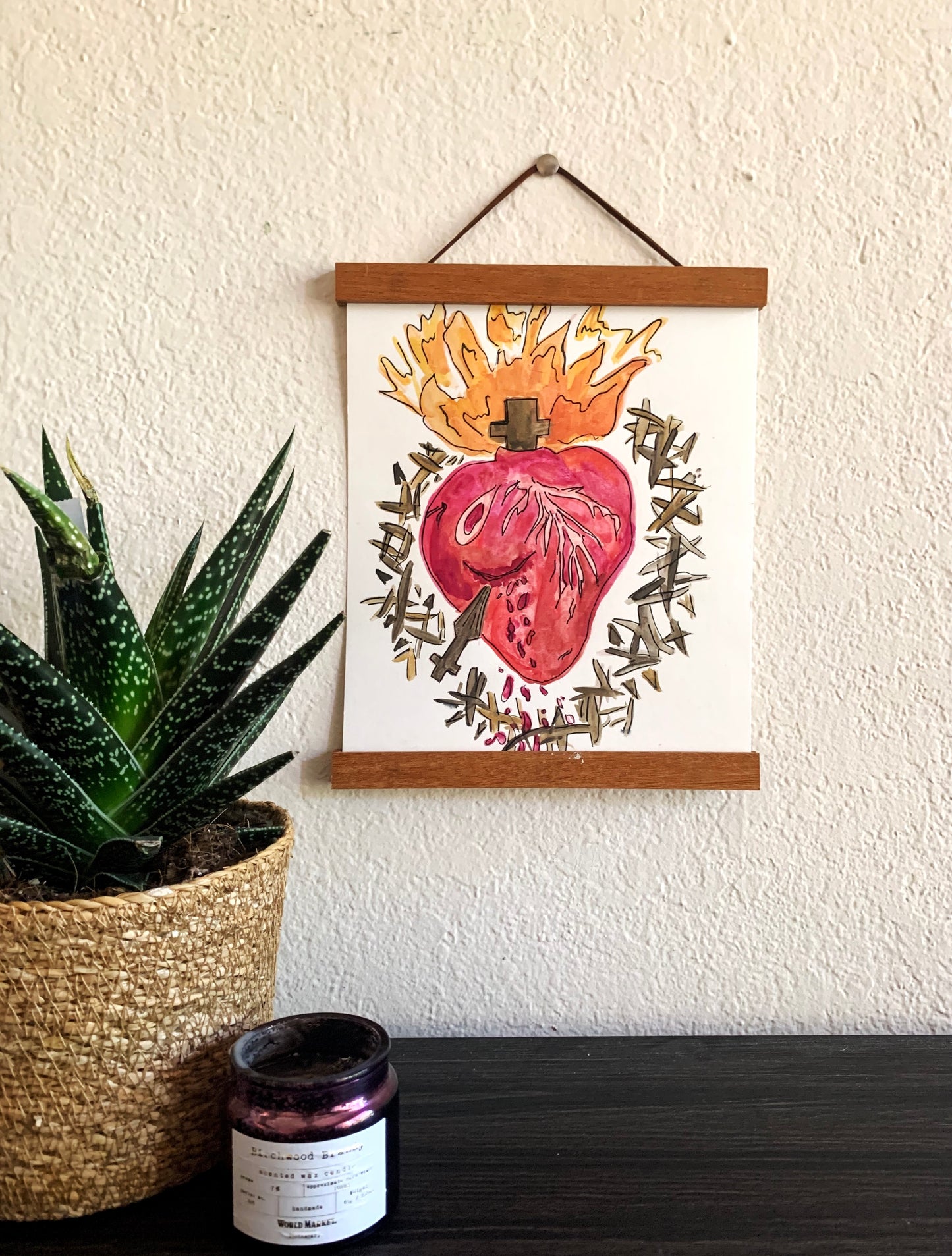 Original Sacred Heart Watercolor 8x10